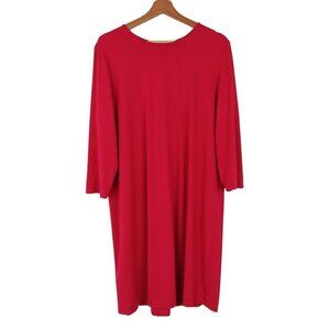 J.JILL Wearever Collection Women's Red-Pink Long Sleeve Knit T-Shirt Dress L